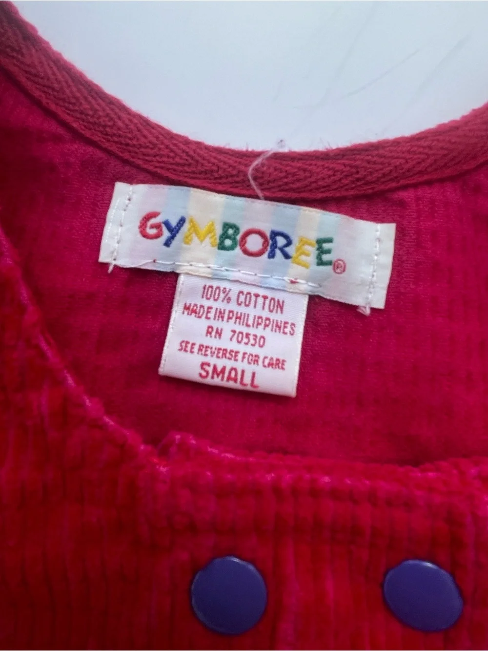 Vintage Gymboree Red Corduroy Jumper Dress Size Small 2/3